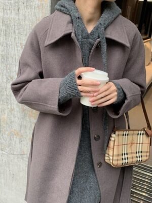 Modern Regular Fit Plain Hooded Long Sleeve Midi Hoodie Dress - Image 17