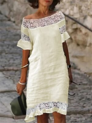 Modern Regular Fit Plain Off Shoulder Midi Dress - Image 4