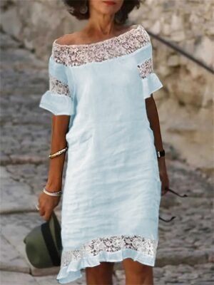 Modern Regular Fit Plain Off Shoulder Midi Dress - Image 5