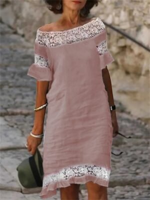 Modern Regular Fit Plain Off Shoulder Midi Dress - Image 6
