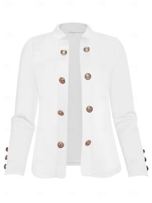 Modern Regular Fit Plain Stand Collar Long Sleeve Blazer - Image 15
