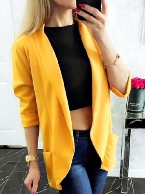 Modern Regular Fit Plain Turndown Long Sleeve Blazer - Image 1