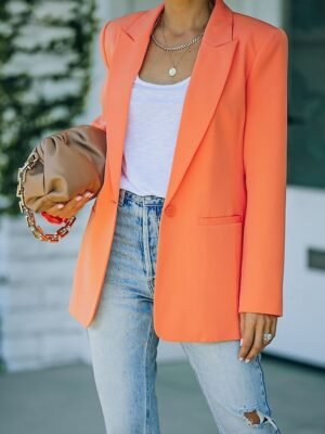 Modern Regular Fit Plain Turndown Long Sleeve Blazer - Image 1