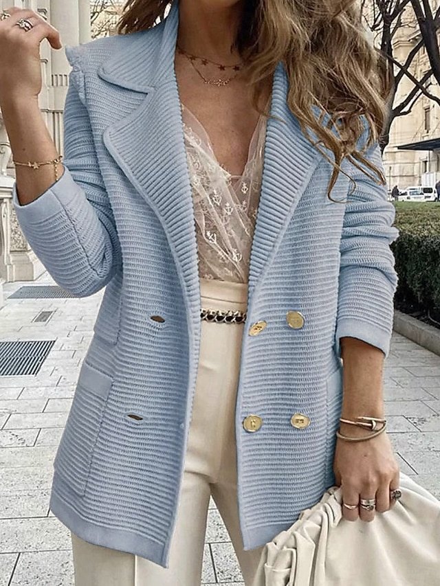 Modern Regular Fit Plain Turndown Long Sleeve Blazer - Image 1