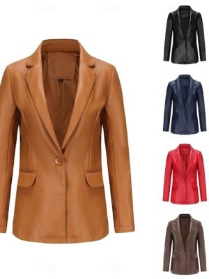 Modern Regular Fit Plain Turndown Long Sleeve Jacket - Image 1
