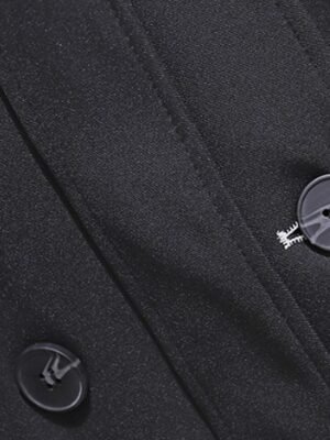 Modern Regular Fit Plain Turndown Long Sleeve Long Trench Coat - Image 10