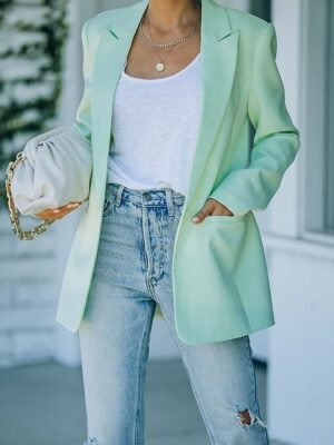 Modern Regular Fit Plain Turndown Long Sleeve Blazer - Image 10