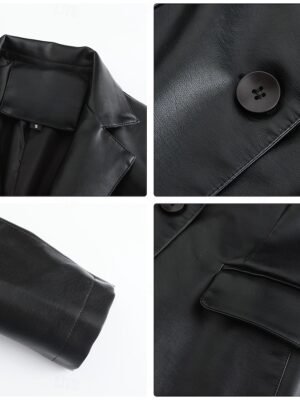 Modern Regular Fit Plain Turndown Long Sleeve Jacket - Image 11