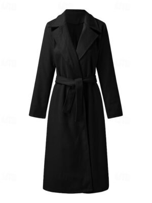 Modern Regular Fit Plain Turndown Long Sleeve Long Parka - Image 11