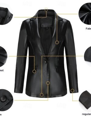 Modern Regular Fit Plain Turndown Long Sleeve Jacket - Image 12