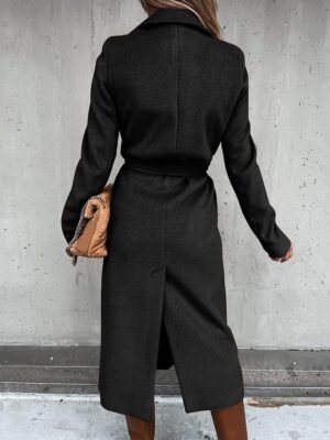 Modern Regular Fit Plain Turndown Long Sleeve Long Parka - Image 12