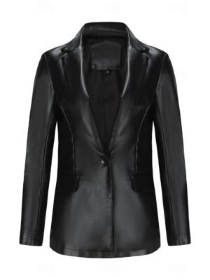 Modern Regular Fit Plain Turndown Long Sleeve Jacket - Image 13