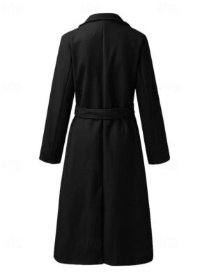 Modern Regular Fit Plain Turndown Long Sleeve Long Parka - Image 13