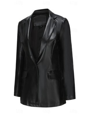 Modern Regular Fit Plain Turndown Long Sleeve Jacket - Image 14