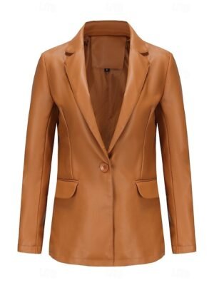 Modern Regular Fit Plain Turndown Long Sleeve Jacket - Image 16