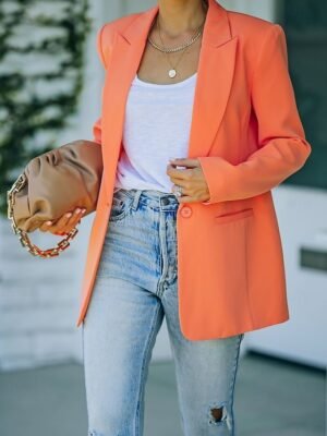 Modern Regular Fit Plain Turndown Long Sleeve Blazer - Image 3