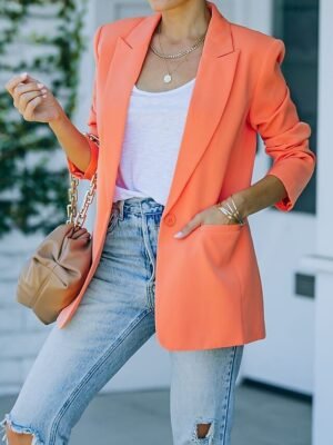 Modern Regular Fit Plain Turndown Long Sleeve Blazer - Image 4
