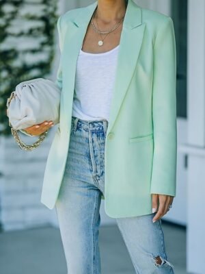 Modern Regular Fit Plain Turndown Long Sleeve Blazer - Image 6