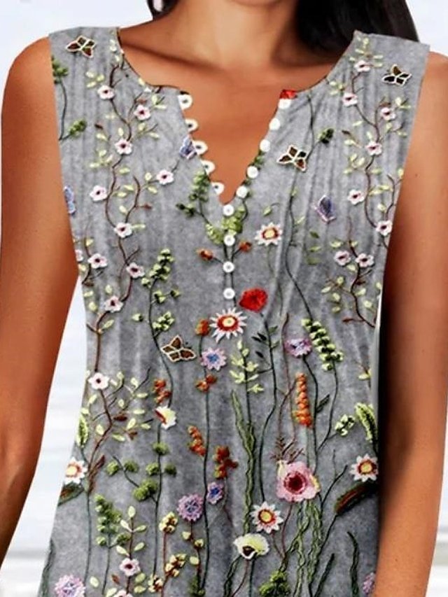 Modern Regular Fit Print V Neck Sleeveless Summer Dress - Image 2