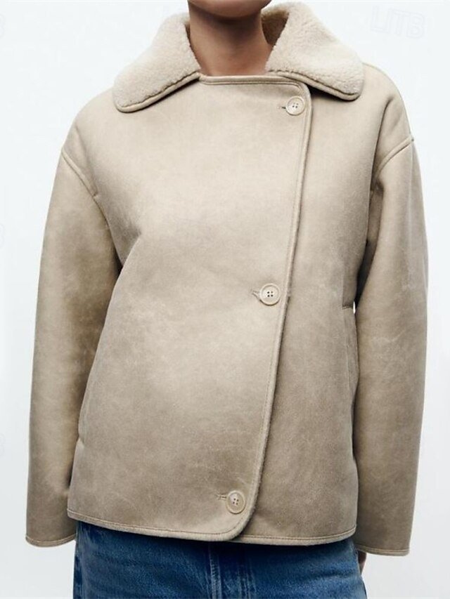 Modern Regular Fit Solid Lapel Long Sleeve Jacket - Image 2