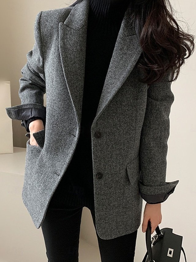 Modern Regular Fit Solid Turndown Long Sleeve Blazer - Image 1
