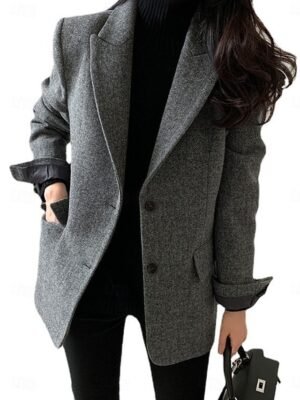 Modern Regular Fit Solid Turndown Long Sleeve Blazer - Image 5