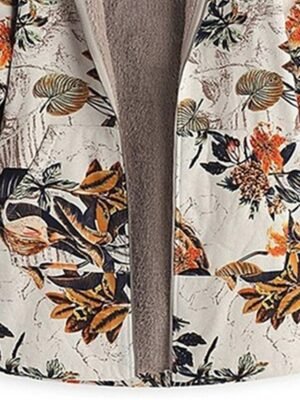 Modern Regular Geometric Hooded Long Sleeve Fleece Jacket - Image 3