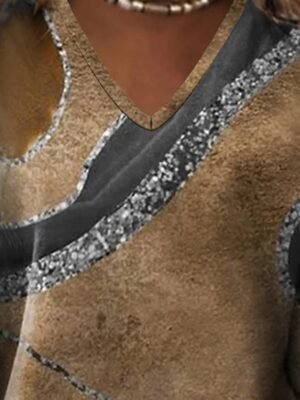 Modern Regular Marble Crew Neck Long Sleeve Tops - Image 3