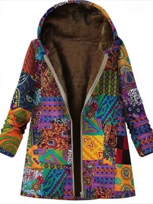 Modern Regular Mixed Colour Hooded Long Sleeve Jacket - Image 2