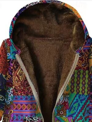 Modern Regular Mixed Colour Hooded Long Sleeve Jacket - Image 3