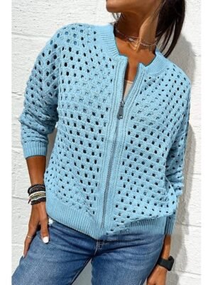 Modern Regular Plain Crew Neck Long Sleeve Top - Image 11