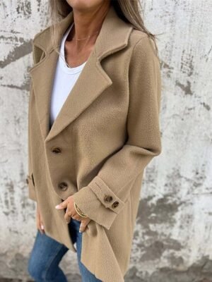 Modern Regular Plain Peaked Lapel Long Sleeve Jacket - Image 3