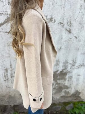 Modern Regular Plain Peaked Lapel Long Sleeve Jacket - Image 5