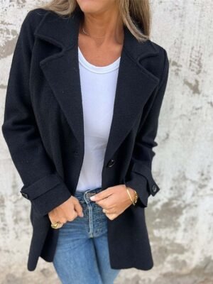 Modern Regular Plain Peaked Lapel Long Sleeve Jacket - Image 7