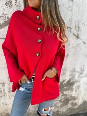 Modern Regular Plain Stand Collar Long Sleeve Casual Jacket - Image 6