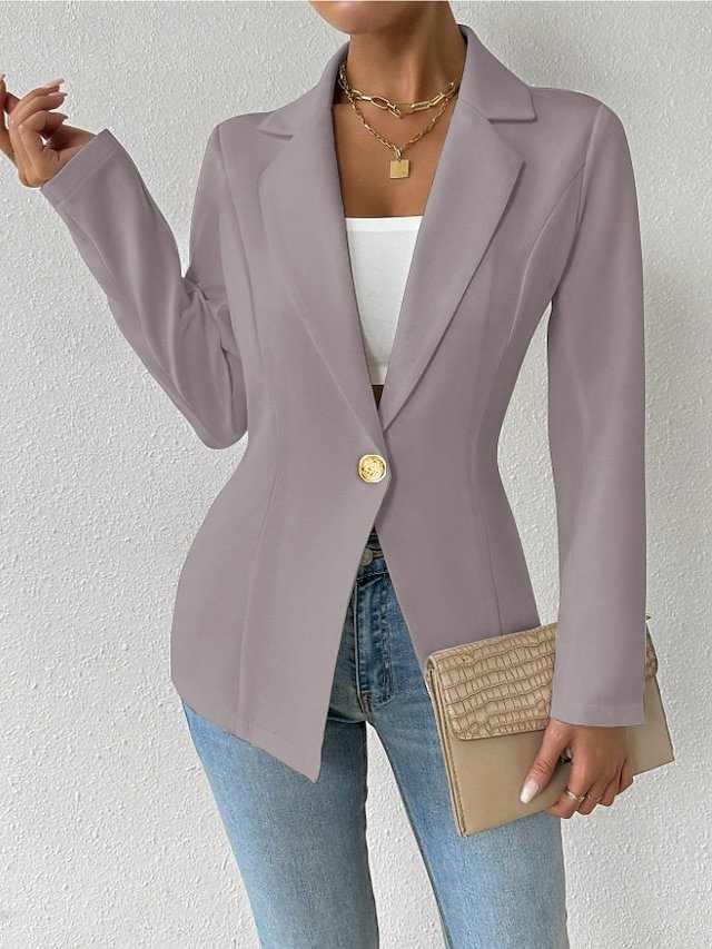 Modern Regular Plain Turndown Long Sleeve Blazer - Image 1