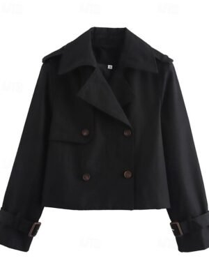 Modern Regular Plain Turndown Long Sleeve Jacket - Image 13