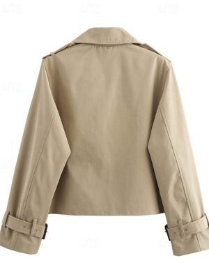 Modern Regular Plain Turndown Long Sleeve Jacket - Image 16