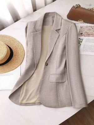 Modern Regular Plain Turndown Long Sleeve Blazer - Image 5