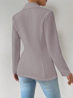 Modern Regular Plain Turndown Long Sleeve Blazer - Image 5