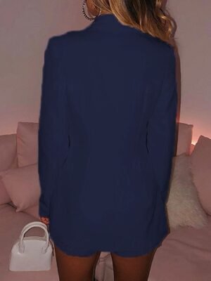Modern Regular Plain Turndown Long Sleeve Blazer - Image 8