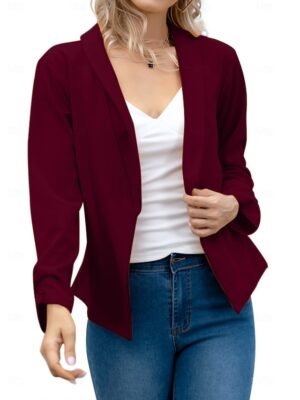 Modern Slim Fit Plain Turndown Long Sleeve Blazer - Image 4