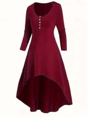 Modern Slim Plain V Neck Long Sleeve Mini Dress - Image 2