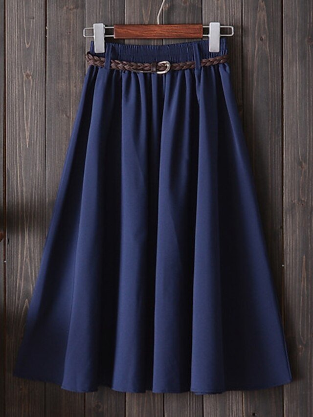 Office Loose Pleated Midi Skirt - Image 1