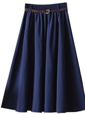 Office Loose Pleated Midi Skirt - Image 4