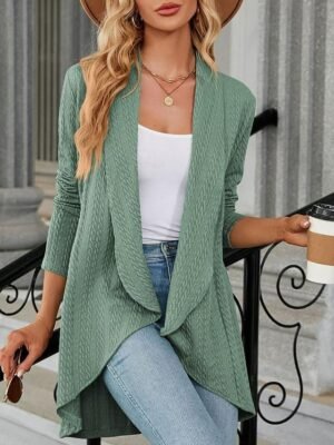 Office Regular Fit Solid Ruffle Long Sleeve Outerwear - Image 1