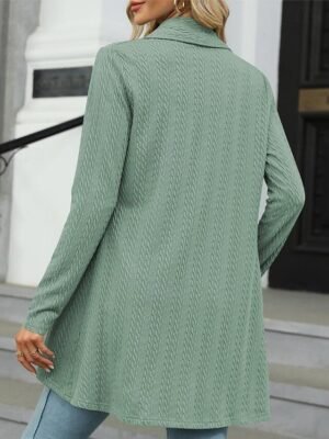 Office Regular Fit Solid Ruffle Long Sleeve Outerwear - Image 7