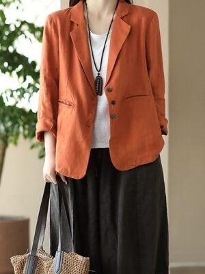 OL Style Regular Fit Solid Colour Long Sleeve Blazer - Image 3