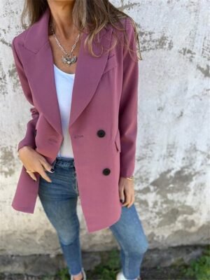OL Style Regular Fit Solid Colour Long Sleeve Blazer - Image 4
