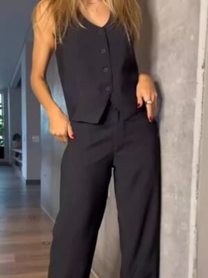 OL Style Regular Fit Solid Colour Sleeveless Summer Vest - Image 1